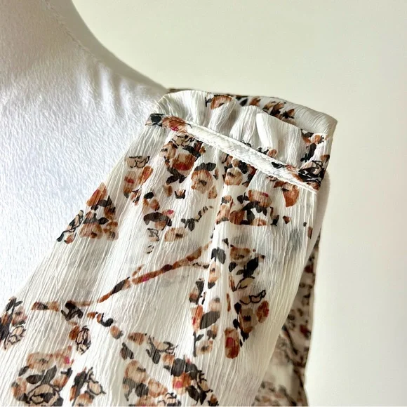 WHITE HOUSE BLACK MARKET Sleeveless Floral Ruched Lightweight Dress—SZ. Large - Picture 4 of 14